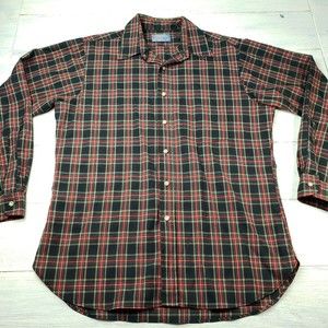 Vintage Pendleton Men’s Large Virgin Wool Black Stewart Tartan Shirt MADE IN USA